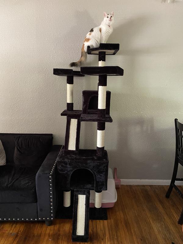 FRISCO 72-in Faux Fur Cat Tree & Condo, Gray - Chewy.com