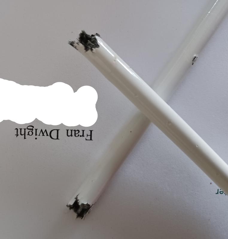 A close up of the chewed ends toy.