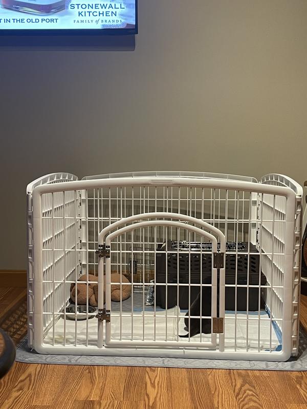 Out of Stock IRIS USA 4 8 Panel Dog Exercise Playpen with Door 34 in White Chewy