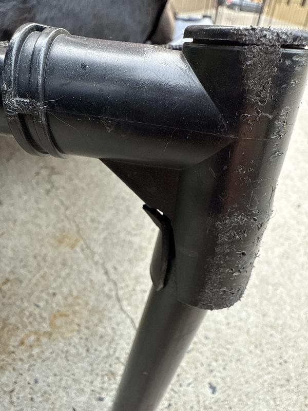 The “feet” splay out and in one corner, broke the plastic. It’s no longer safe.