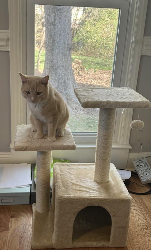 FRISCO 28 in Faux Fur Cat Tree Condo Cream Chewy