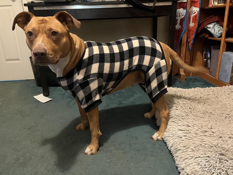 FRISCO Plaid Dog Cat Fleece Pajamas, Black, X-Small