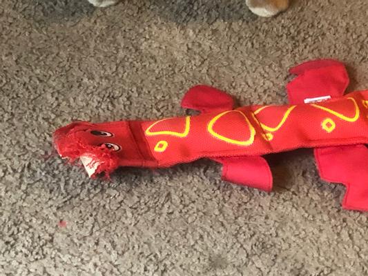 OUTWARD HOUND Fire Biterz Lizard Squeaky Dog Toy, Red, 2 squeak 