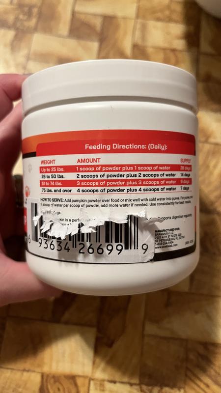 Chewy’s label stuck over the directions.