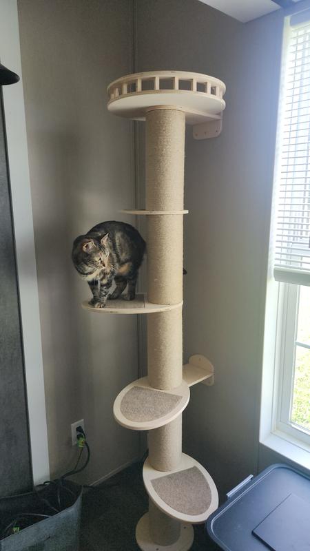 On2Pets 5-Level Wall-Mounted Activity 72-in Sisal Cat Tree Scratching Post with Bed & Steps, Beige