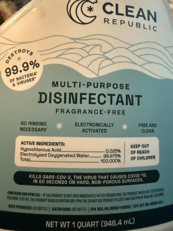 CLEAN REPUBLIC Multi-Purpose Disinfectant Spray, 1-gal jug, 1 count ...