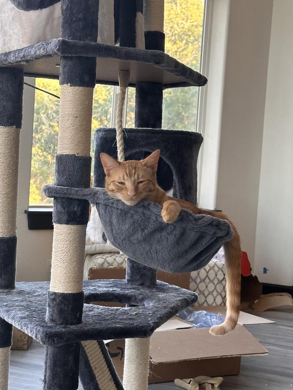 YAHEETECH 79in Plush Cat Tree & Condo, Beige