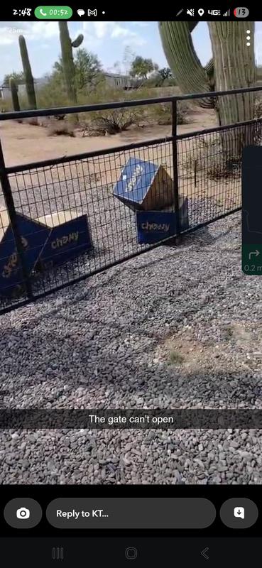Boxes in front of gate and crushing each other