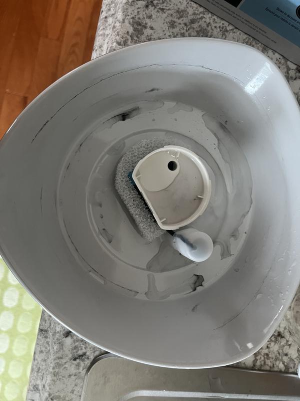 After less than 24 hours, this is how much charcoal leaked out of the filter into the water.