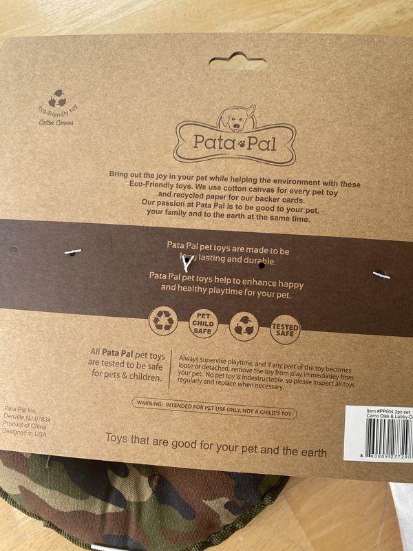 PATA PAL Labby-Do & Green Camo Disk Tough Squeaky Dog Chew Toy, Multi ...