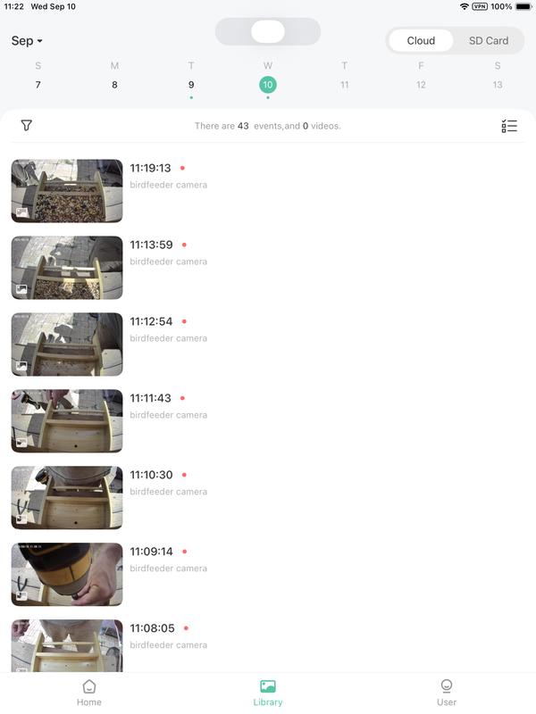 all the saved videos on the SD Card