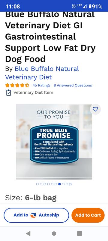 Blue buffalo low store fat dog food