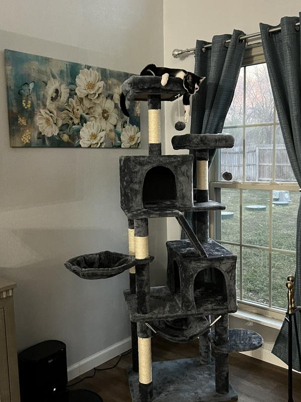 YAHEETECH 71.5-in Tree with 2 Cozy Perches Cat Tree, Large, Dark Gray ...