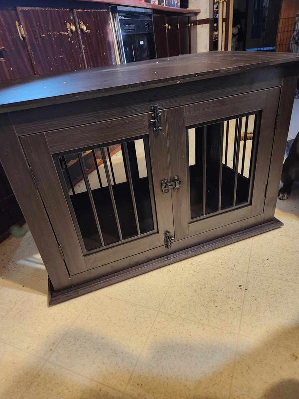 FRISCO Double Door Wood & Metal Furniture Style Dog Crate, Espresso