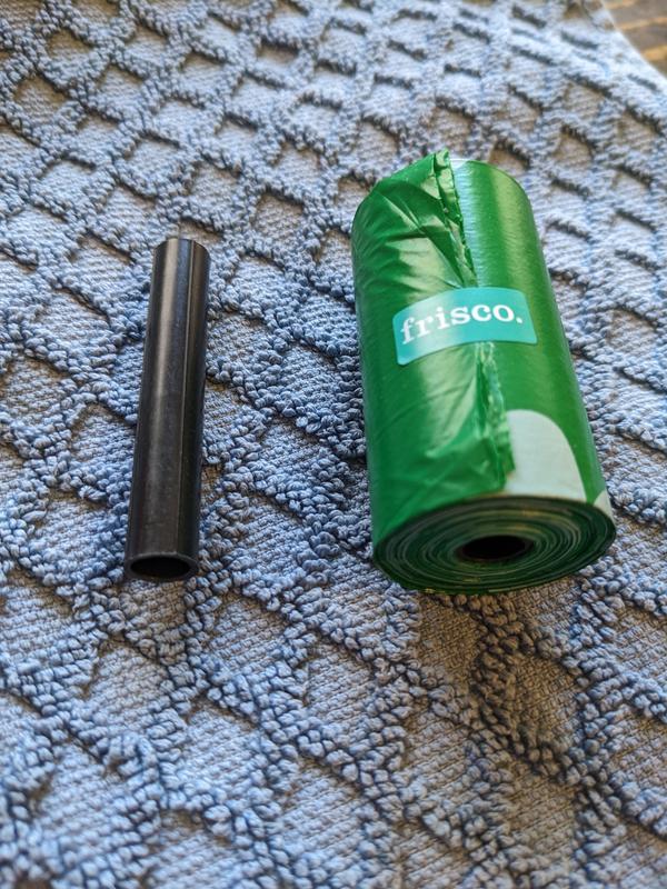 Plastic tube at the center of each roll, not cardboard as pictured.