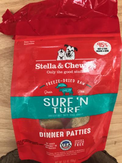 STELLA CHEWY S Surf N Turf Dinner Patties Freeze Dried Raw Dog