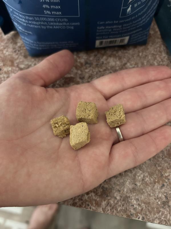 Texture of freeze dried food- sponge like.