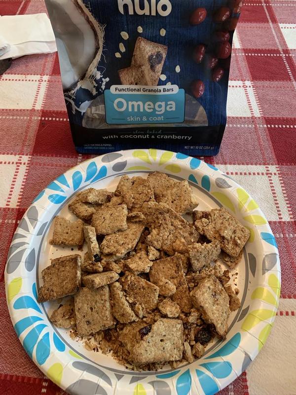 Broken treats with lots of crumbs