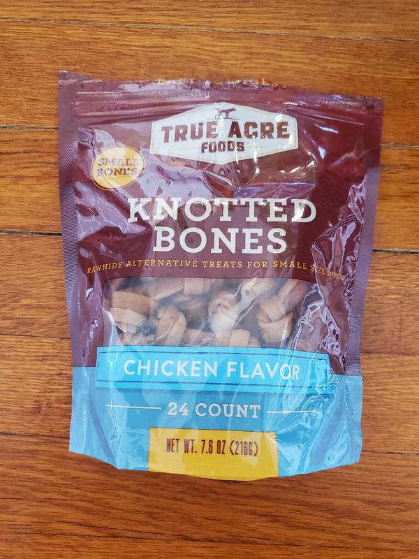 True Acre Foods Rawhide-Free Knotted Bones with Natural Chicken Flavor Dog Treats