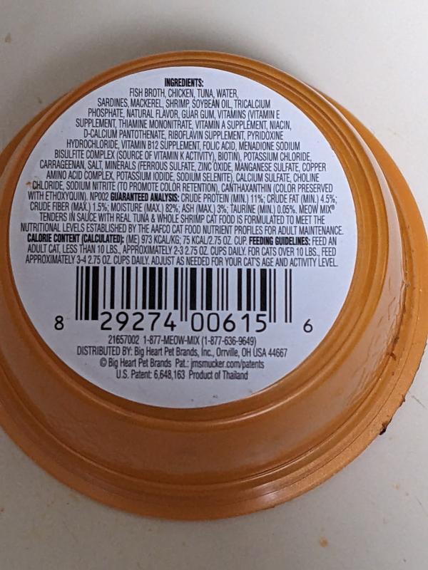 New Tuna and Shrimp ingredients label