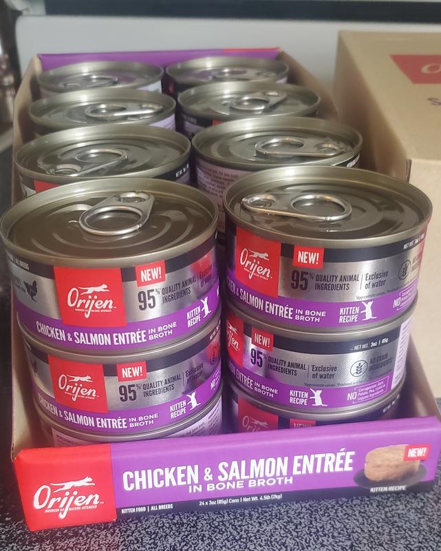 ORIJEN Premium Chicken & Salmon Entree in Bone Broth Pate Wet Kitten Cat Food