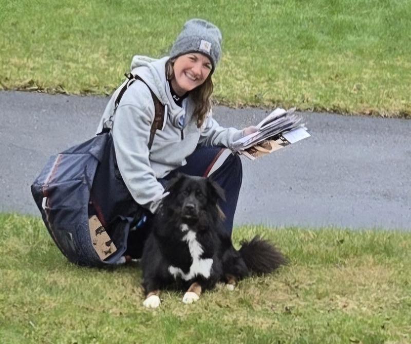 I gave her a few and he followed her until he caught up and found it.