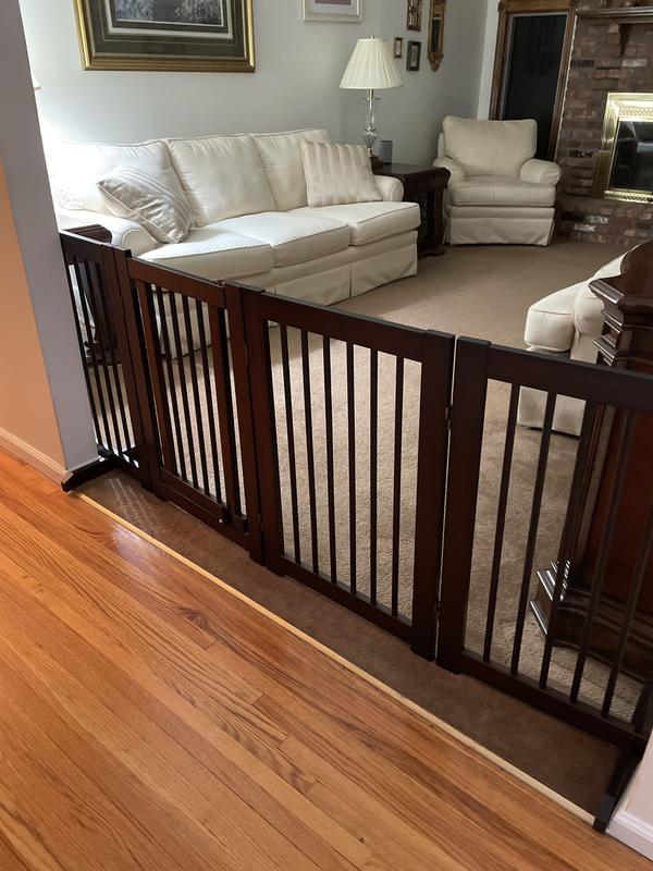 FRISCO Deluxe Configurable 4Panel Wood Dog Gate, 30in, Mahogany