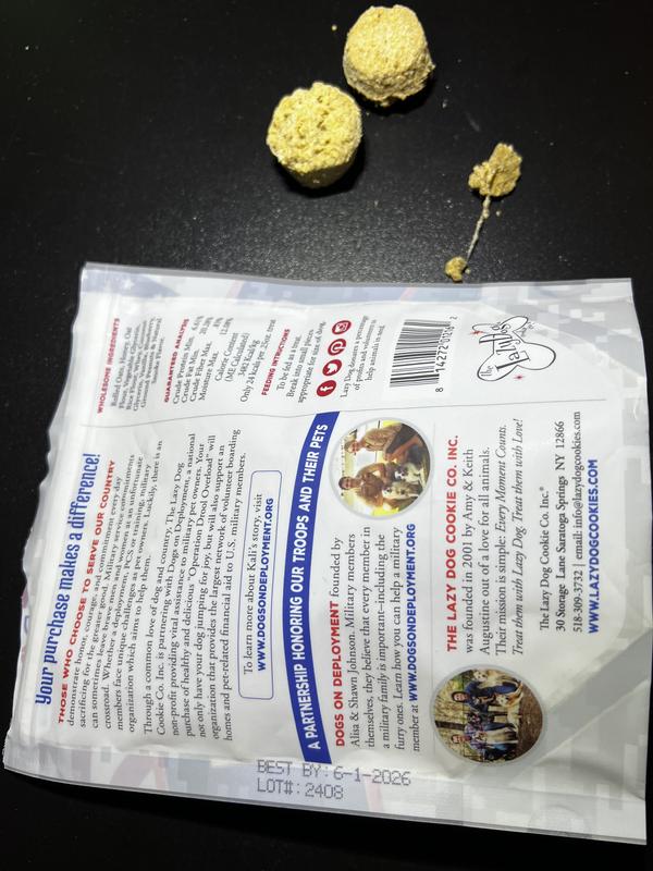 Expiration and lot for possibly moldy treats.