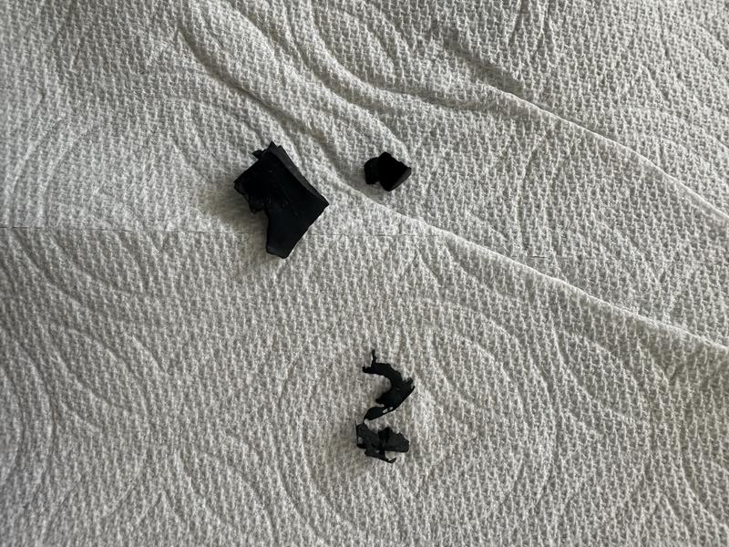 Rubber pieces in bedding