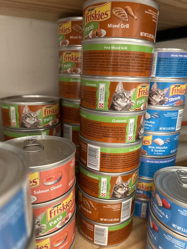 FRISKIES Savory Shreds with Whitefish & Sardines in Sauce Canned Cat Food,  5.5-oz, case of 24 - Chewy.com