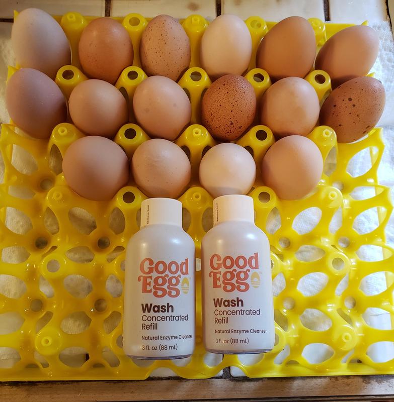 16 of the dirtiest here, but refills cover maybe 100 plus eggs at 2-3 squirts each.