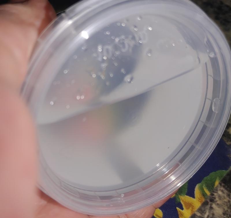 A close-up photo of what the gel ball looks like outside the container.