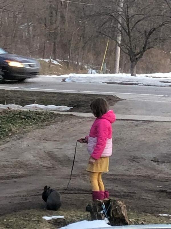 This girl loves her bunny!