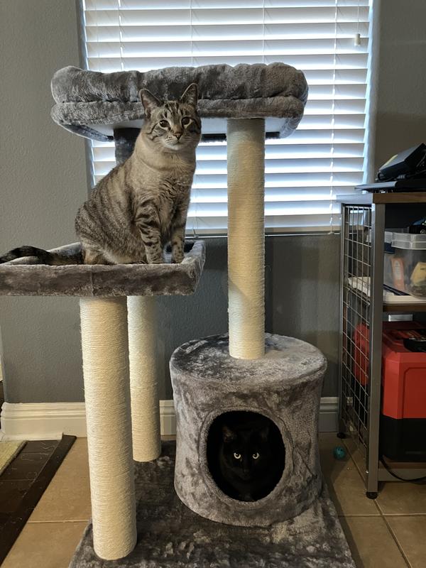 FRISCO 42in Heavy Duty Faux Fur Cat Tree & Condo, Cream