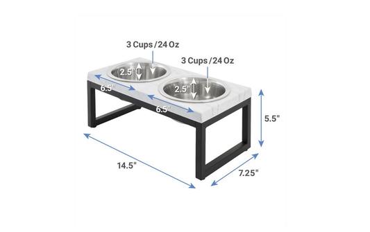 Frisco Marble Print Stainless Steel Double Elevated Dog Bowl