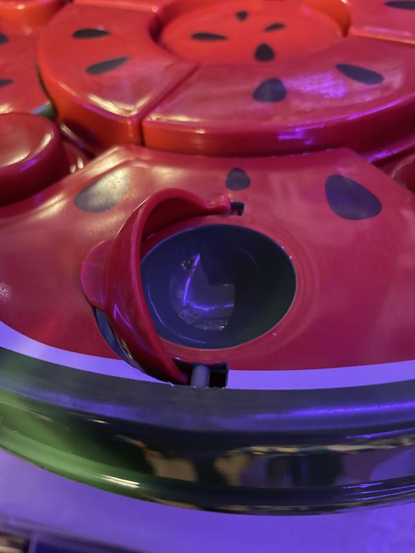 Small hinge came broken on door, too easy to take off so removed before giving puzzle to my dog