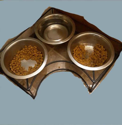 Frisco Multi Pet Feeding Corner Wood 3-Bowls Stainless Steel Dog & Cat Bowl