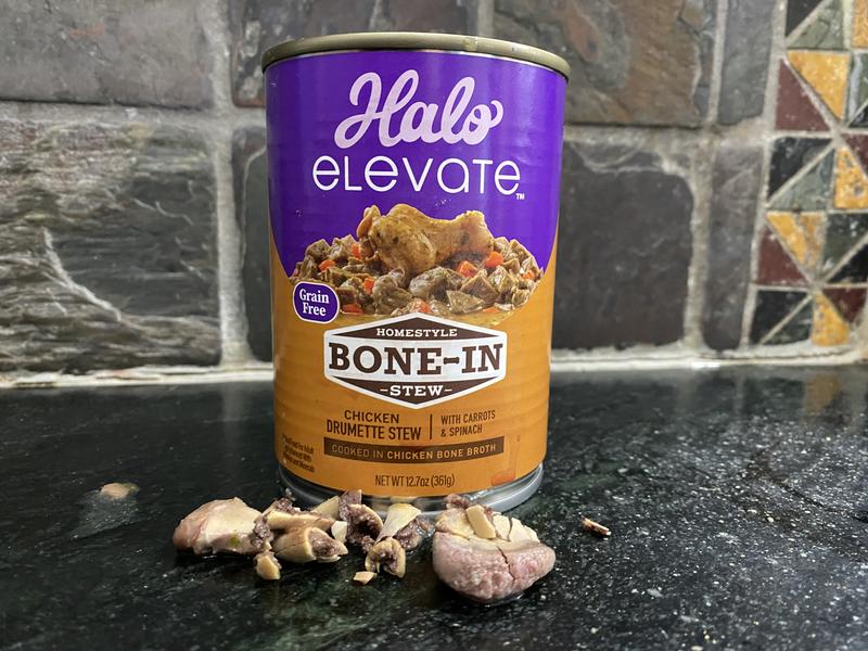 Halo Elevate Homestyle Bone-In Chicken Stew with Carrots & Spinach Grain-Free Wet Dog Food, 12.7-oz can, case of 6