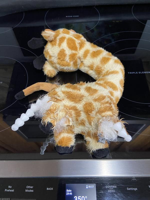 George excited for cute toy. Chewing and how it looked after.