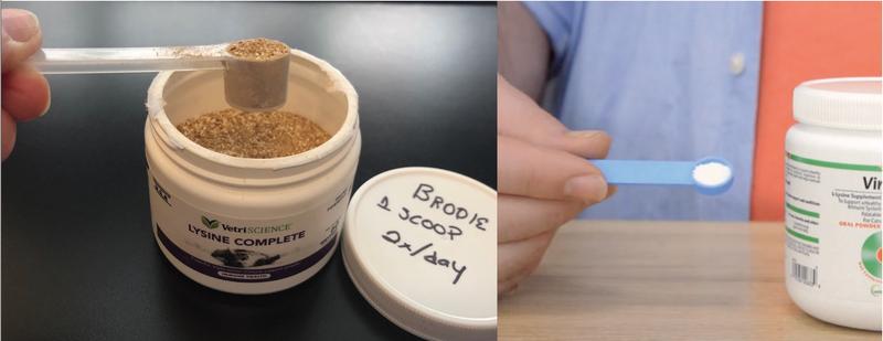Large scoop that contains ingredients other than L-lysine