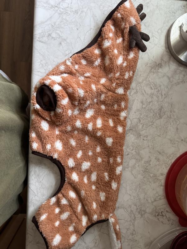 Frisco Reindeer Dog & Cat Hooded Plush Fleece PJs