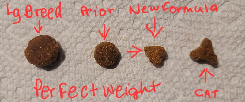 Kibble size comparison