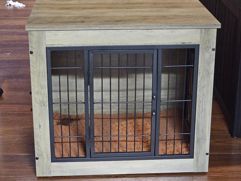 WARCAT Wooden Indoor Thick Cushion Double Door Furniture Style Dog