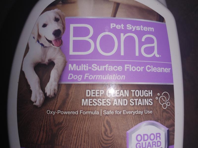 Using Bona Pet System Multi Surface Cleaner on my Boxer dogs dirty messes.