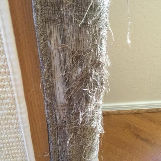 Less damaged side, you can see the long shreds