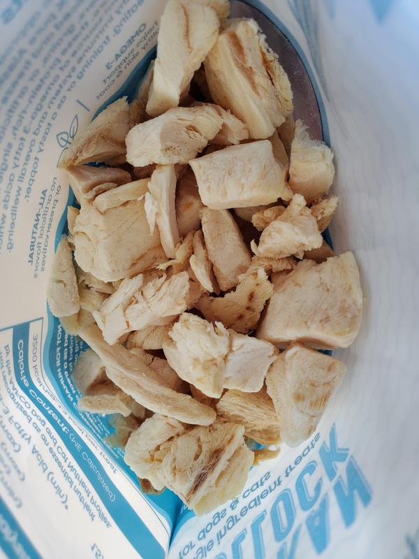 Fresh pieces of freeze-dried Alaskan Pollock, looks like canned albacore tuna!