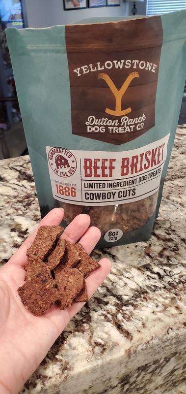 Handul of treats out of the bag. Various sizes