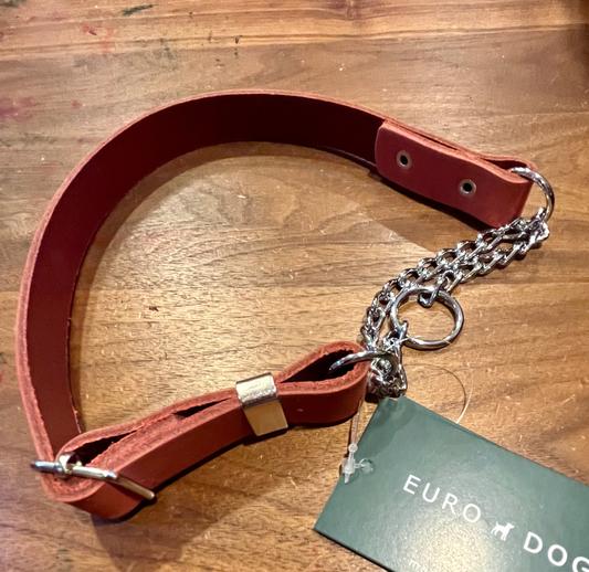 EURODOG Modern Leather Martingale Dog Collar, Midnight Black, Large 15 to 23in neck