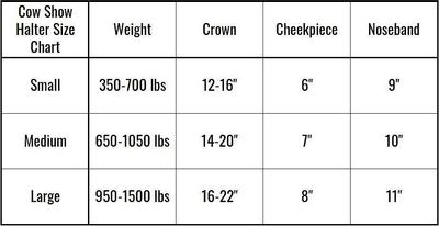 Halter Size Chart