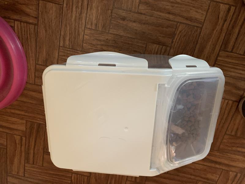 HANAMYA BPA Free Pet Food Storage Container & Measuring Cup, White, 15